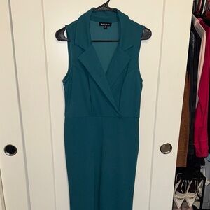 Max Mara Teal Sleeveless Jumpsuit
